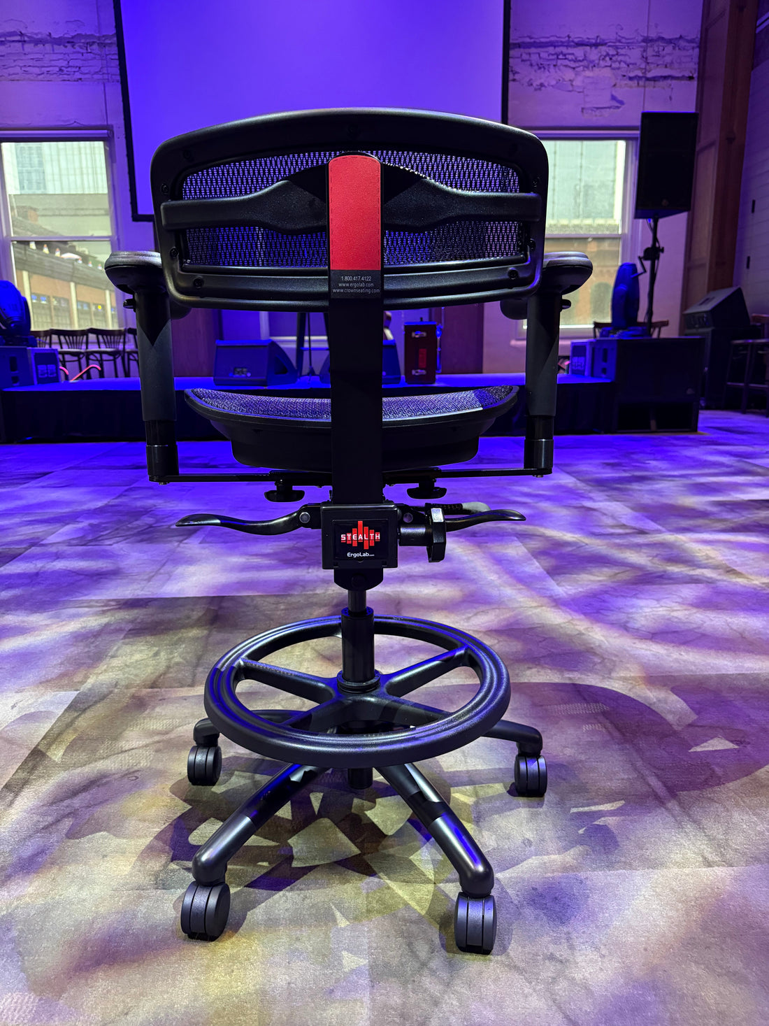 Black Stealth chair with mesh backrest and footring