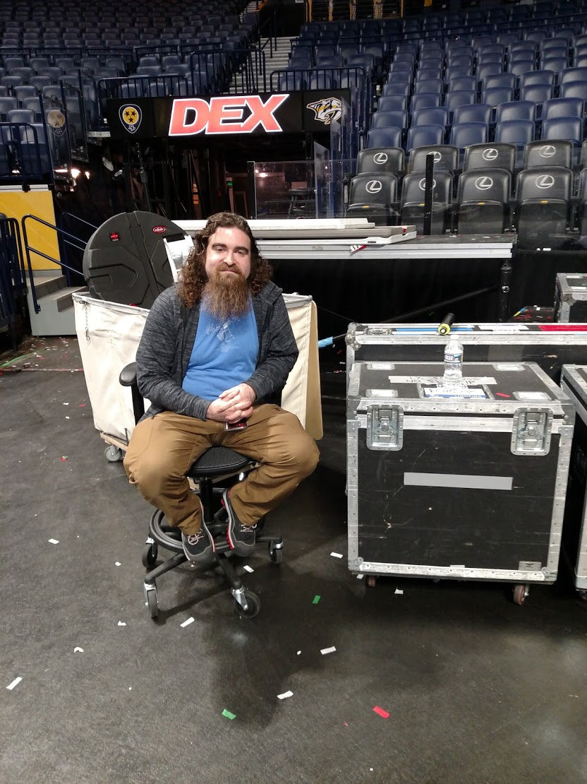 Josh Koffman, Front of house, 2017, in a Stealth chair
