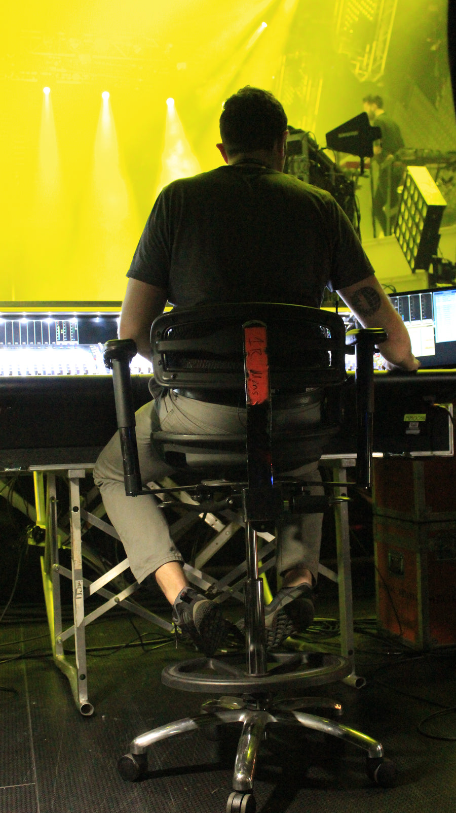 OneRepublic, Front of house, in a Stealth chair